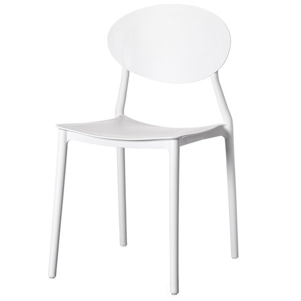 Fabulaxe Modern Plastic Outdoor Dining Chair with Open Oval Back Design, White QI004226.WT